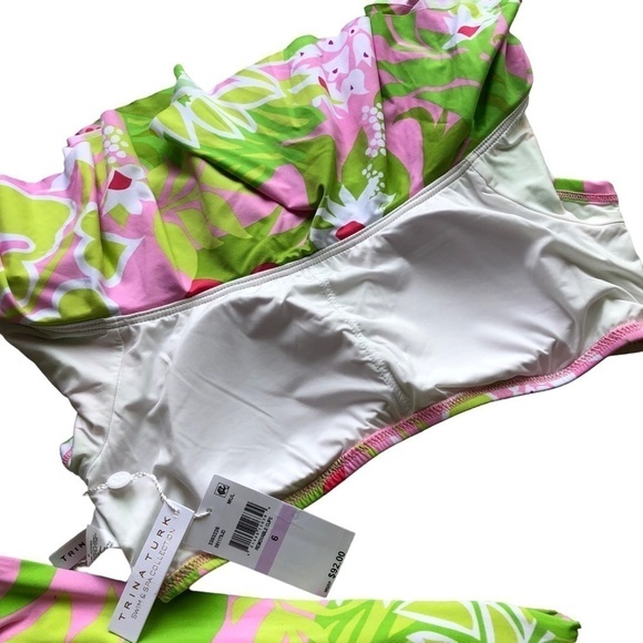 Trina Turk La Palma Ruffled Bandeau High And Waist Bikini Both Size 6 - Picture 14 of 15